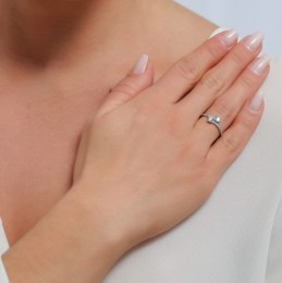 γυναικείο λευκόχρυσο δαχτυλίδι λευκά ζιργκόν D11200876(b)