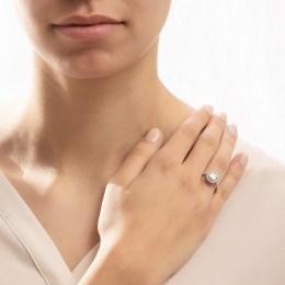 γυναικείο λευκόχρυσο δαχτυλίδι λευκά ζιργκόν D11201004(a)