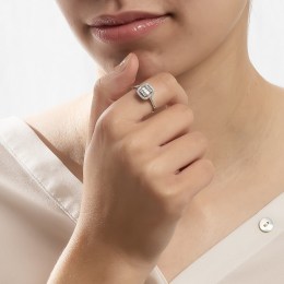 γυναικείο λευκόχρυσο δαχτυλίδι λευκά ζιργκόν D11201004(b)