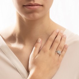 γυναικείο λευκόχρυσο δαχτυλίδι λευκά ζιργκόν D11201008(a)