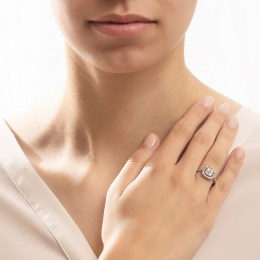 γυναικείο λευκόχρυσο δαχτυλίδι λευκά ζιργκόν D11201014(a)
