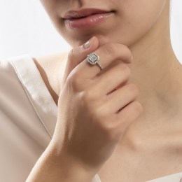 γυναικείο λευκόχρυσο δαχτυλίδι λευκά ζιργκόν D11201014(b)