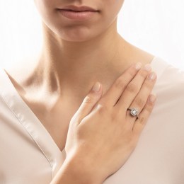 γυναικείο λευκόχρυσο δαχτυλίδι λευκά ζιργκόν D11201020(b)