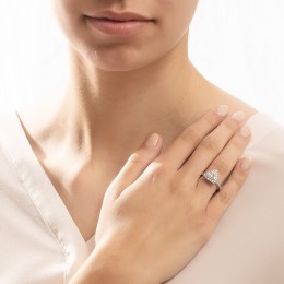 γυναικείο λευκόχρυσο δαχτυλίδι λευκά ζιργκόν D11201032(b)