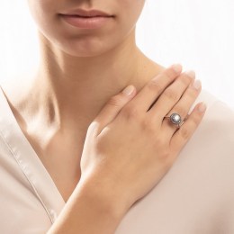 γυναικείο λευκόχρυσο δαχτυλίδι μπλε ζιργκόν D11201037(b)