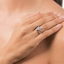 Γυναικείο λευκόχρυσο δαχτυλίδι ζιργκόν D11200039(b)