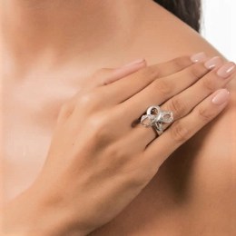 γυναικείο λευκόχρυσο δαχτυλίδι ζιργκόν D11200055(b)