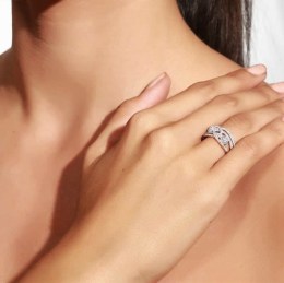 Γυναικείο λευκόχρυσο δαχτυλίδι ζιργκόν D11200152(b)
