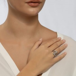 Γυναικείο λευκόχρυσο δαχτυλίδι ζιργκόν D11200404(a)
