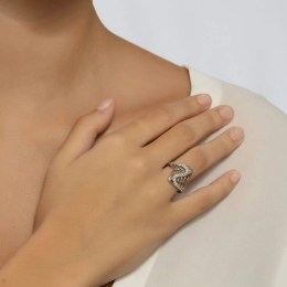 Γυναικείο λευκόχρυσο δαχτυλίδι ζιργκόν D11200404(b)