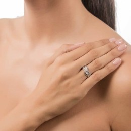 Γυναικείο λευκόχρυσο δαχτυλίδι ζιργκόν D11200468(b)