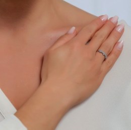 γυναικείο λευκόχρυσο δαχτυλίδι ζιργκόν D11200886(b)