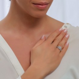 γυναικείο λευκόχρυσο δαχτυλίδι ζιργκόν D11200893(a)