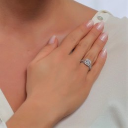 γυναικείο λευκόχρυσο δαχτυλίδι ζιργκόν D11200893(b)