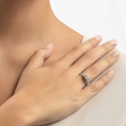 γυναικείο λευκόχρυσο δαχτυλίδι ζιργκόν D11200929(b)
