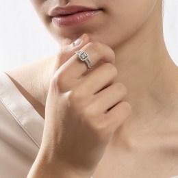 γυναικείο λευκόχρυσο δαχτυλίδι ζιργκόν D11201017(a)