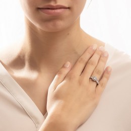 γυναικείο λευκόχρυσο δαχτυλίδι ζιργκόν D11201017(b)