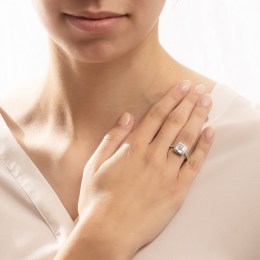 γυναικείο λευκόχρυσο δαχτυλίδι ζιργκόν D11201023(a)