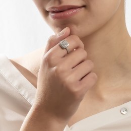 γυναικείο λευκόχρυσο δαχτυλίδι ζιργκόν D11201023(b)
