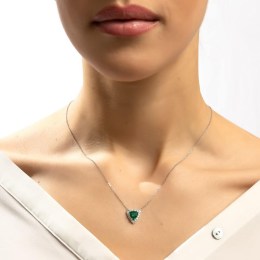 γυναικείο λευκόχρυσο κολιέ πράσινη πέτρα KL11200432(a)