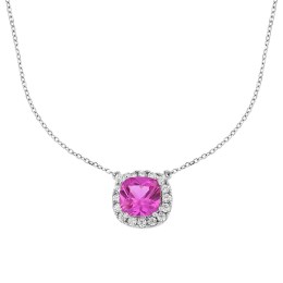 γυναικείο λευκόχρυσο κολιέ ροζ πέτρα KL11200459