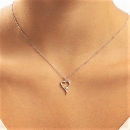 γυναικείο λευκόχρυσο κρεμαστό καρδιά KR11200115(b)