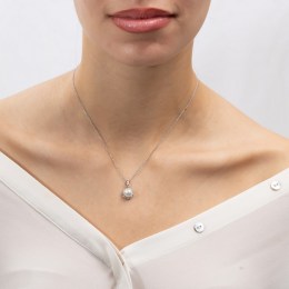 γυναικείο λευκόχρυσο κρεμαστό μαργαριτάρι KR11200131(α)