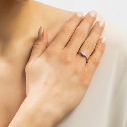 γυναικείο ροζ ασημένιο δαχτυλίδι δάκρυ D21300119(b)