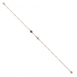 γυναικείο ροζ επίχρυσο ασημένιο βραχιόλι σταυρός BR21300003