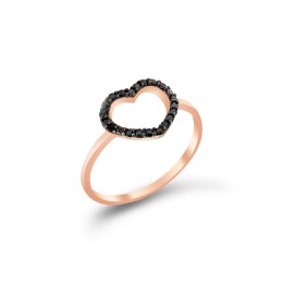 γυναικείο ροζ χρυσό δαχτυλίδι καρδιά ζιργκόν D11300478