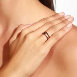 γυναικείο ροζ χρυσό δαχτυλίδι μαύρα ζιργκόν D11300498(b)