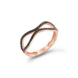 γυναικείο ροζ χρυσό δαχτυλίδι μαύρα ζιργκόν D11300500