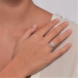 γυναικείο ροζ χρυσό δαχτυλίδι ροζ ζιργκόν D11300811(b)