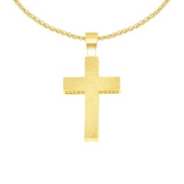 γυναικείος κίτρινος χρυσός σταυρός διπλής όψης ST11101008(a)
