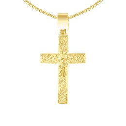 γυναικείος κίτρινος χρυσός σταυρός διπλής όψης ST11101107(a)