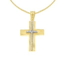 γυναικείος κίτρινος χρυσός σταυρός δύο όψεων ST11101010