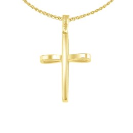 γυναικείος κίτρινος χρυσός σταυρός δύο όψεων ST11101066(a)