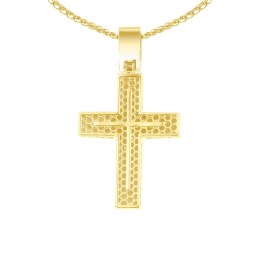 γυναικείος κίτρινος χρυσός σταυρός δύο όψεων ST11101105(a)
