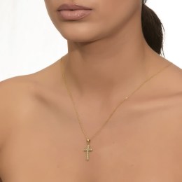γυναικείος κίτρινος χρυσός σταυρός λευκόχρυσο ST11400187(a)