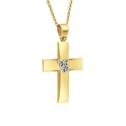 γυναικείος κίτρινος χρυσός σταυρός πεταλούδες ST11400479
