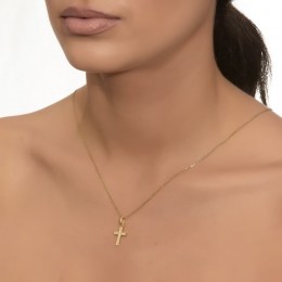 Γυναικείος κίτρινος χρυσός σταυρός ζιργκόν ST11100162(a)