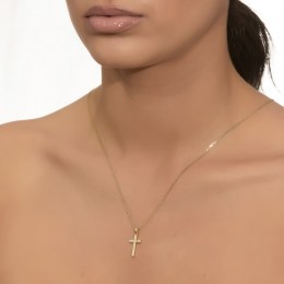 γυναικείος κίτρινος χρυσός σταυρός ζιργκόν ST11100164(a)