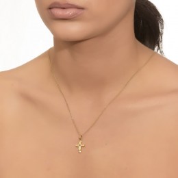 γυναικείος κίτρινος χρυσός σταυρός ζιργκόν ST11100170(a)