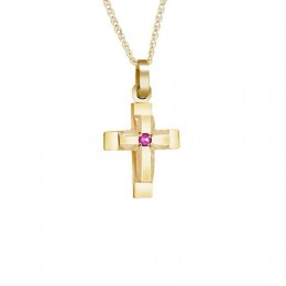 γυναικείος κίτρινος χρυσός σταυρός ζιργκόν ST11100170