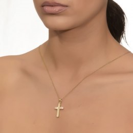 γυναικείος κίτρινος χρυσός σταυρός ζιργκόν ST11100770(a)