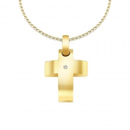 γυναικείος κίτρινος χρυσός σταυρός ζιργκόν ST11100844