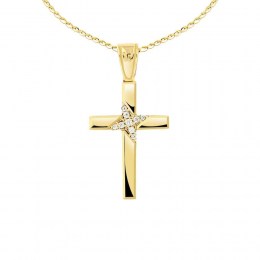 γυναικείος κίτρινος χρυσός σταυρός ζιργκόν ST11100938