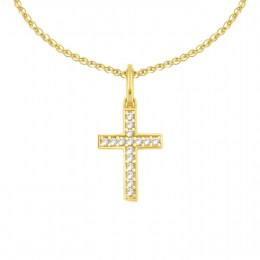 γυναικείος κίτρινος χρυσός σταυρός ζιργκόν ST11100961