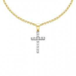 γυναικείος κίτρινος χρυσός σταυρός ζιργκόν ST11100964