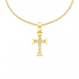 γυναικείος κίτρινος χρυσός σταυρός ζιργκόν ST11100975